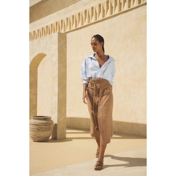 Andres Otalora luxury designer Skit with bold silhouette in linen