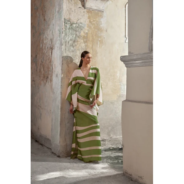 Andres Otalora luxury designer Dress with bold silhouette in linen
