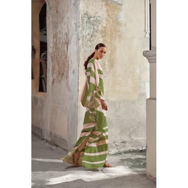 Andres Otalora luxury designer Dress with bold silhouette in linen