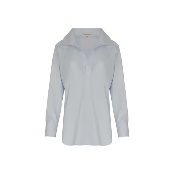 Andres Otalora luxury designer Top with bold silhouette in linen