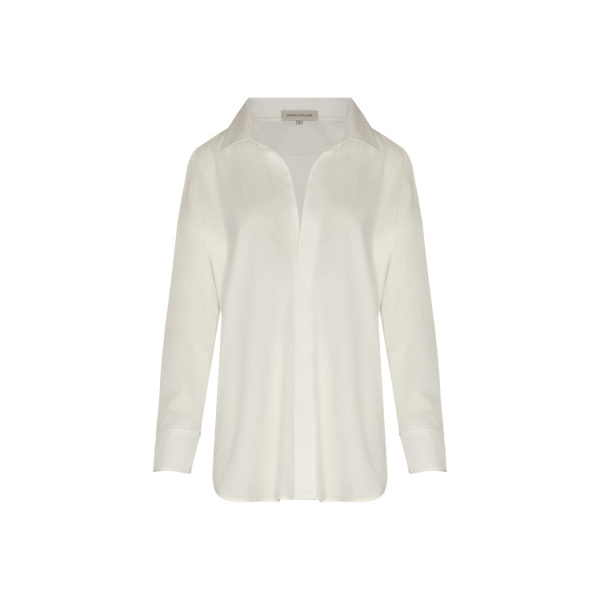 Andres Otalora luxury designer Top with bold silhouette in linen