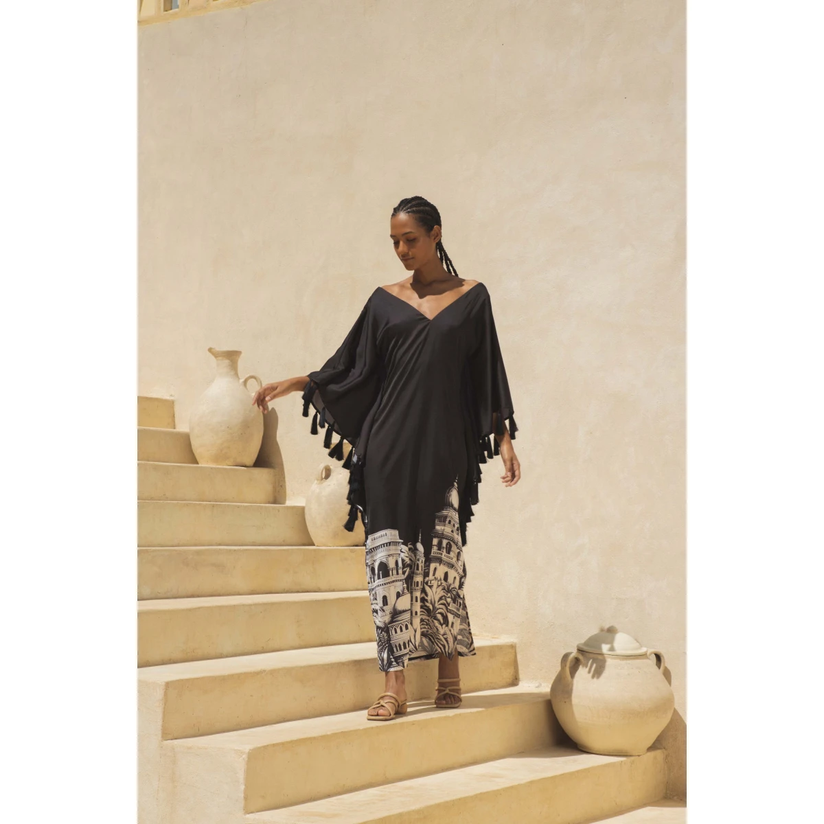 Andres Otalora luxury designer Dress with bold silhouette in linen