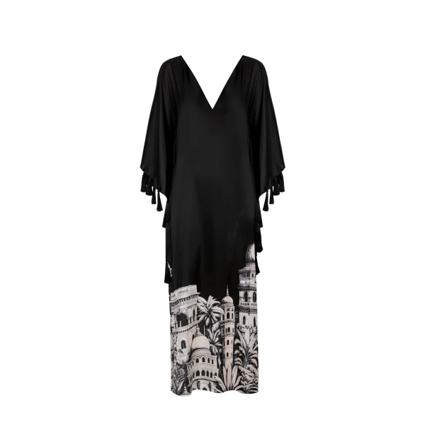 Andres Otalora luxury designer Dress with bold silhouette in linen