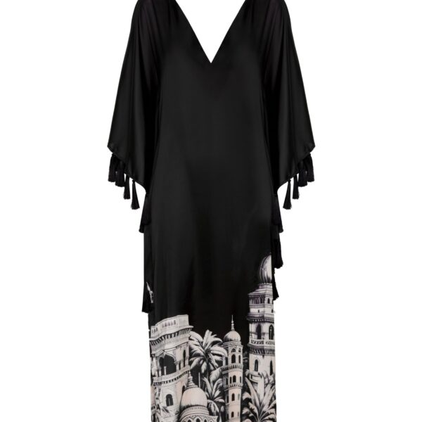 Andres Otalora luxury designer Dress with bold silhouette in linen