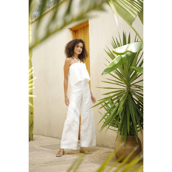 Andres Otalora luxury designer Pant with bold silhouette in linen