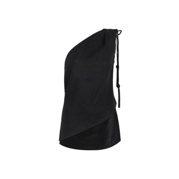 Andres Otalora luxury designer Top with bold silhouette in linen