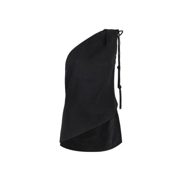 Andres Otalora luxury designer Top with bold silhouette in linen