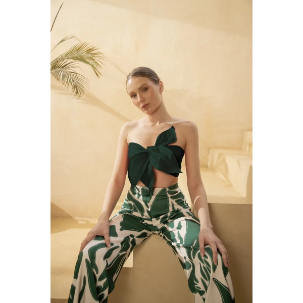 Andres Otalora luxury designer Top with bold silhouette in linen
