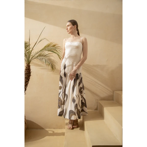 Andres Otalora luxury designer Dress with bold silhouette in linen