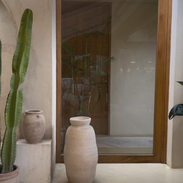 Andres Otalora luxury designer Dress with bold silhouette in linen