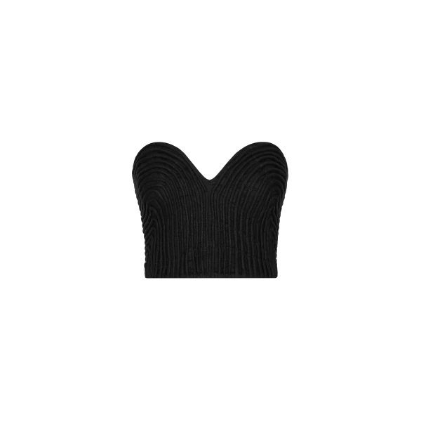 Andres Otalora luxury designer Top with bold silhouette in linen