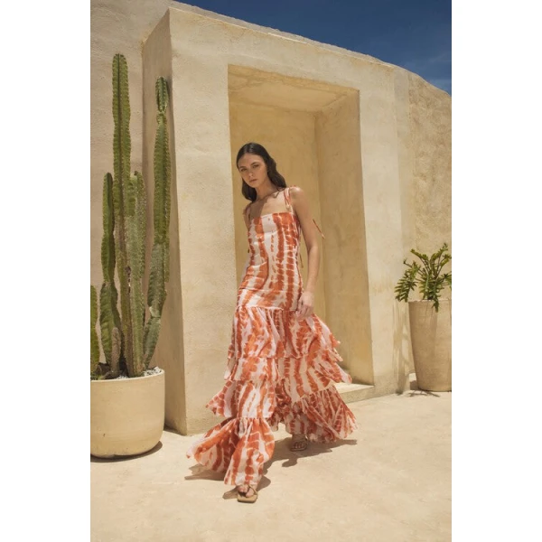 Andres Otalora luxury designer Dress with bold silhouette in linen
