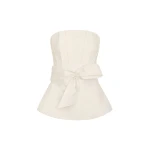 Andres Otalora luxury designer Top with bold silhouette in linen