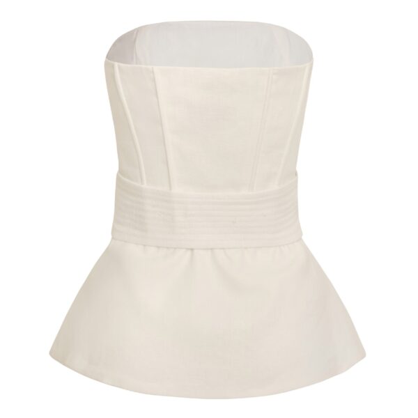 Andres Otalora luxury designer Top with bold silhouette in linen