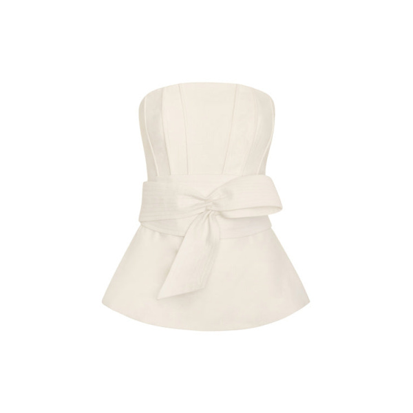 Andres Otalora luxury designer Top with bold silhouette in linen