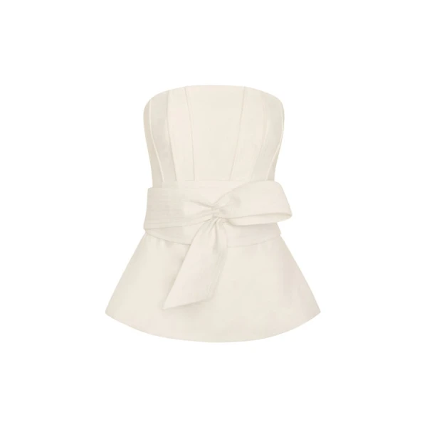 Andres Otalora luxury designer Top with bold silhouette in linen