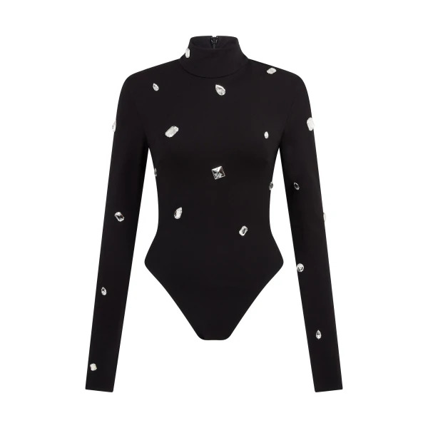 David Koma Allover Crystal Embroidered Bodysuit