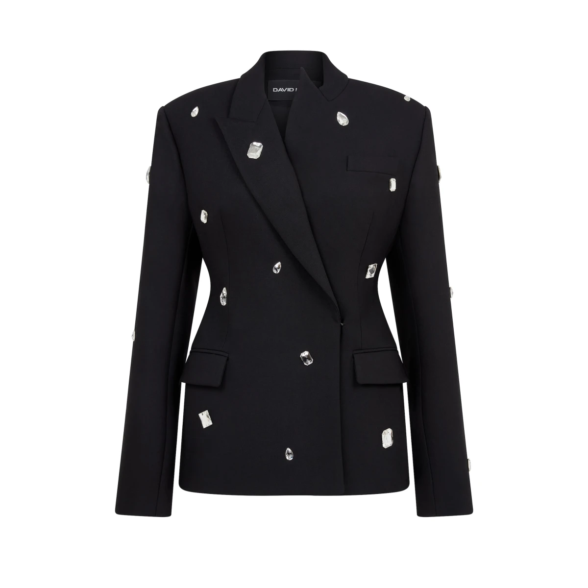 David Koma Allover Crystal Embroidered Tailored Jacket