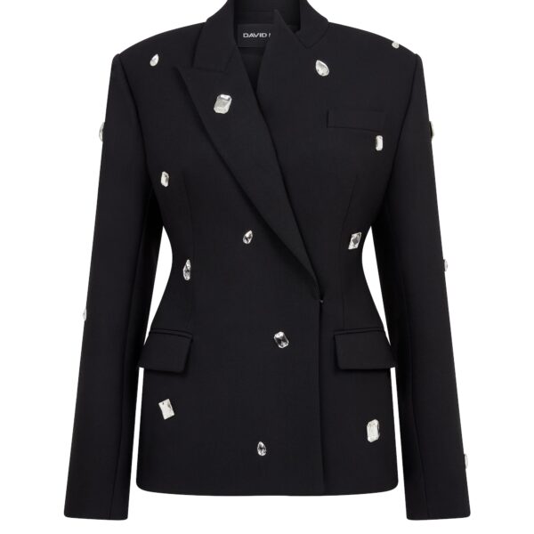David Koma Allover Crystal Embroidered Tailored Jacket