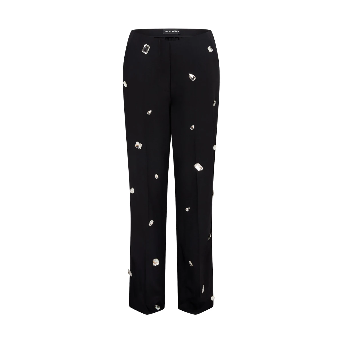 David Koma Allover Crystal Embroidered Tailored Trousers