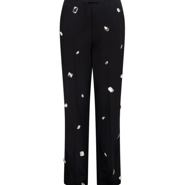 David Koma Allover Crystal Embroidered Tailored Trousers