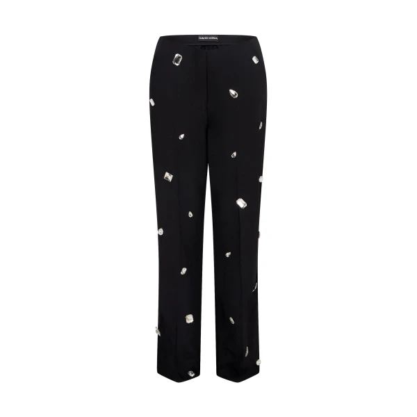 David Koma Allover Crystal Embroidered Tailored Trousers