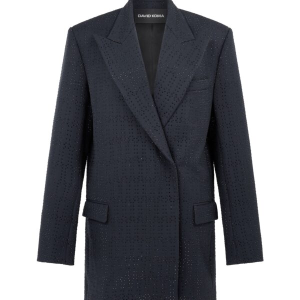David Koma Allover Rhinestone Embroidered Tailored Jacket