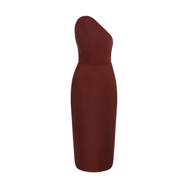 David Koma Asymmetric Cut Strapless Midi Dress