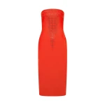 David Koma Croc Rhinestone Embroidery Strapless Midi Dress