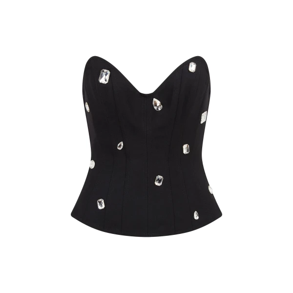 David Koma Crystal Embroidered Corset Top
