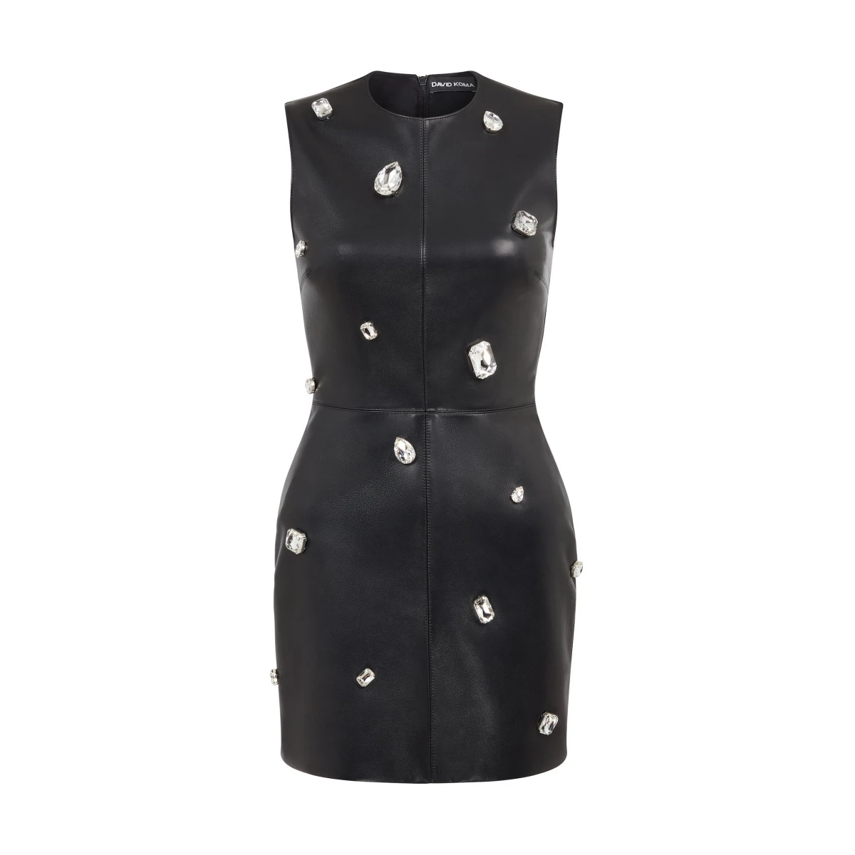 David Koma Crystal Embroidered Leather Mini Dress