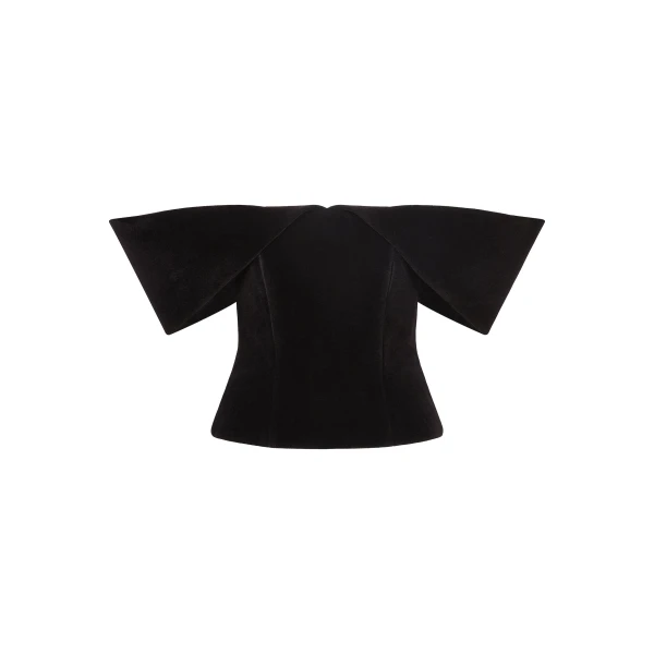 David Koma Off Shoulder Sculptured Corset Top In Black