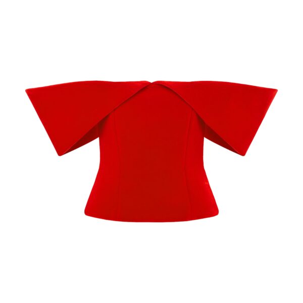David Koma Off Shoulder Sculptured Corset Top In Red