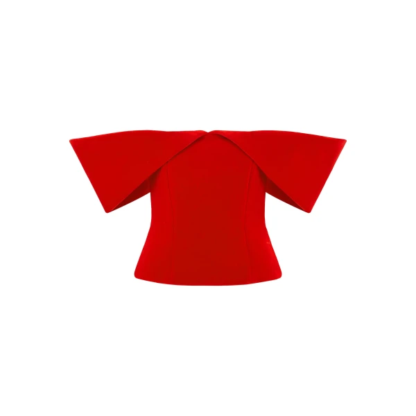 David Koma Off Shoulder Sculptured Corset Top In Red