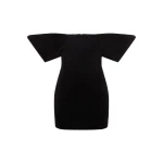 David Koma Off Shoulder Sculptured Mini Dress In Black