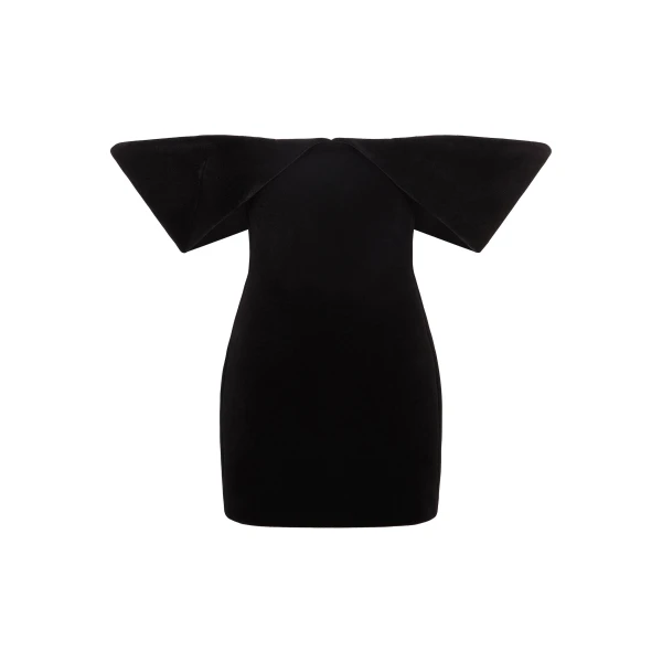 David Koma Off Shoulder Sculptured Mini Dress In Black
