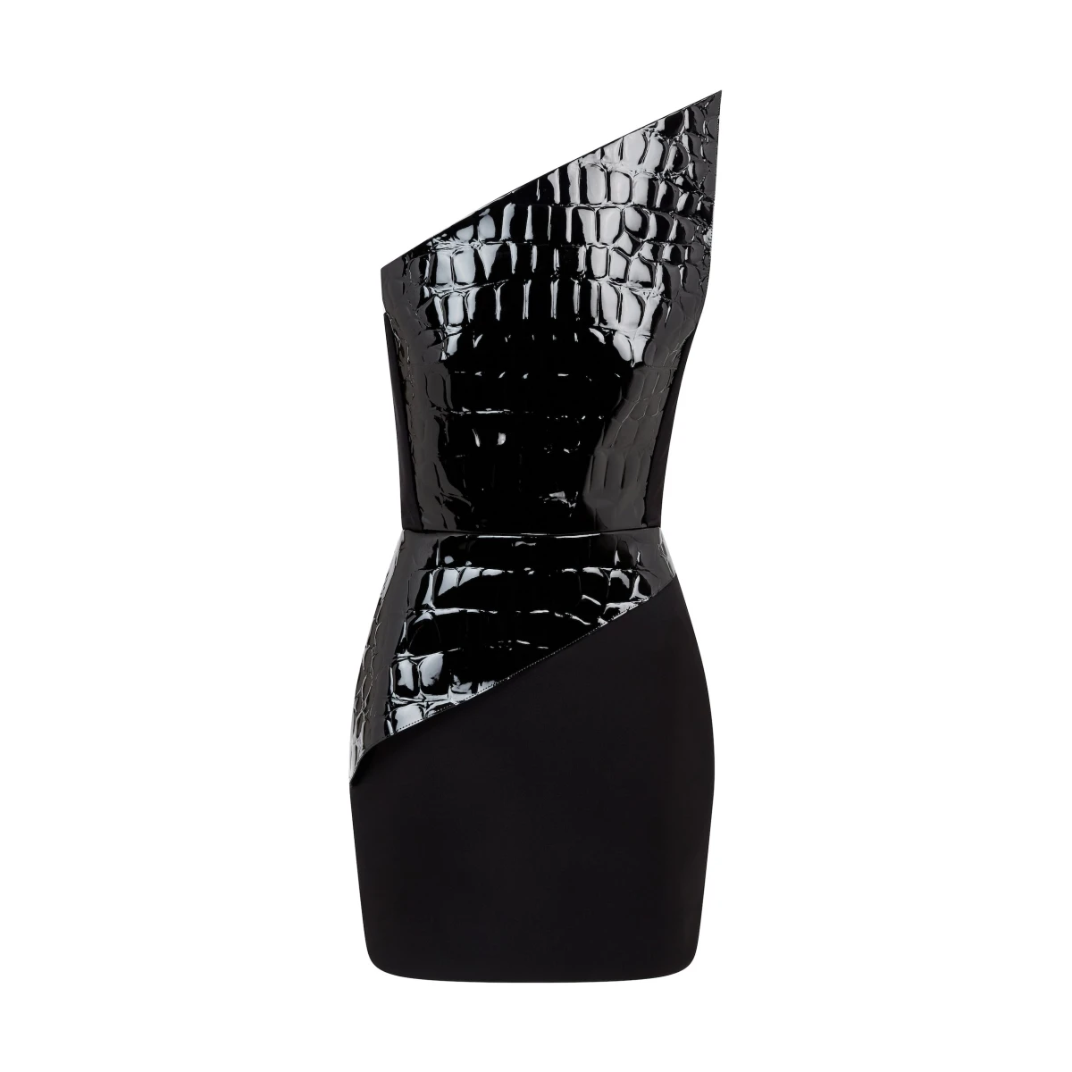 David Koma Patent Croc Effect Leather Mini Dress