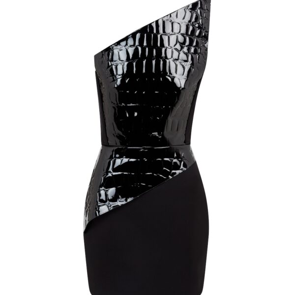David Koma Patent Croc Effect Leather Mini Dress