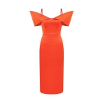 David Koma Structured Open Shoulder Midi Dress