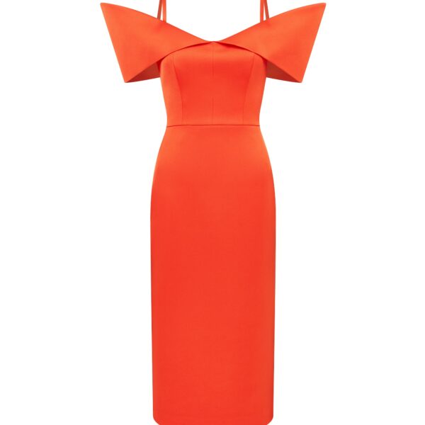 David Koma Structured Open Shoulder Midi Dress