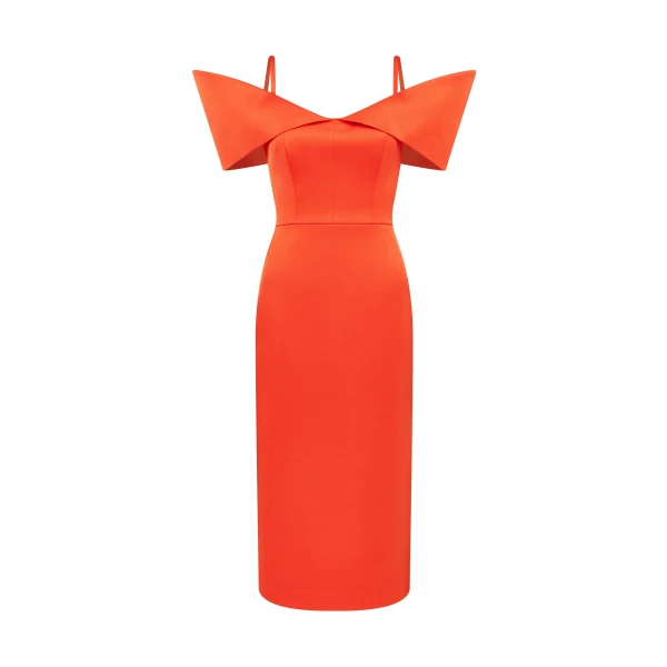 David Koma Structured Open Shoulder Midi Dress