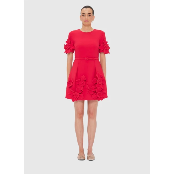 Leo Lin Aurélie Floral Appliqué Mini Dress – Rosa, view 2