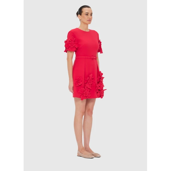 Leo Lin Aurélie Floral Appliqué Mini Dress – Rosa, view 3