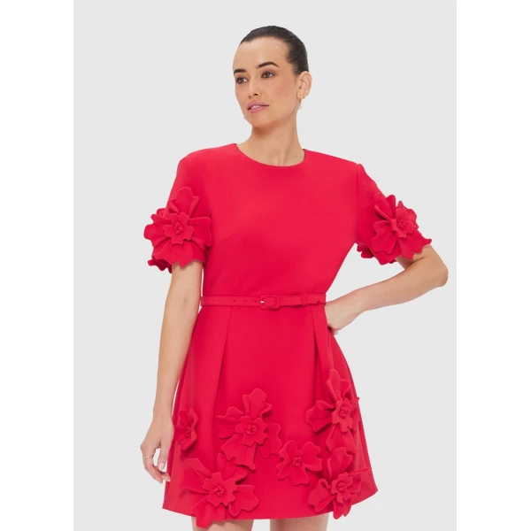 Leo Lin Aurélie Floral Appliqué Mini Dress – Rosa, view 5