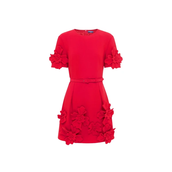 Leo Lin Aurélie Floral Appliqué Mini Dress – Rosa