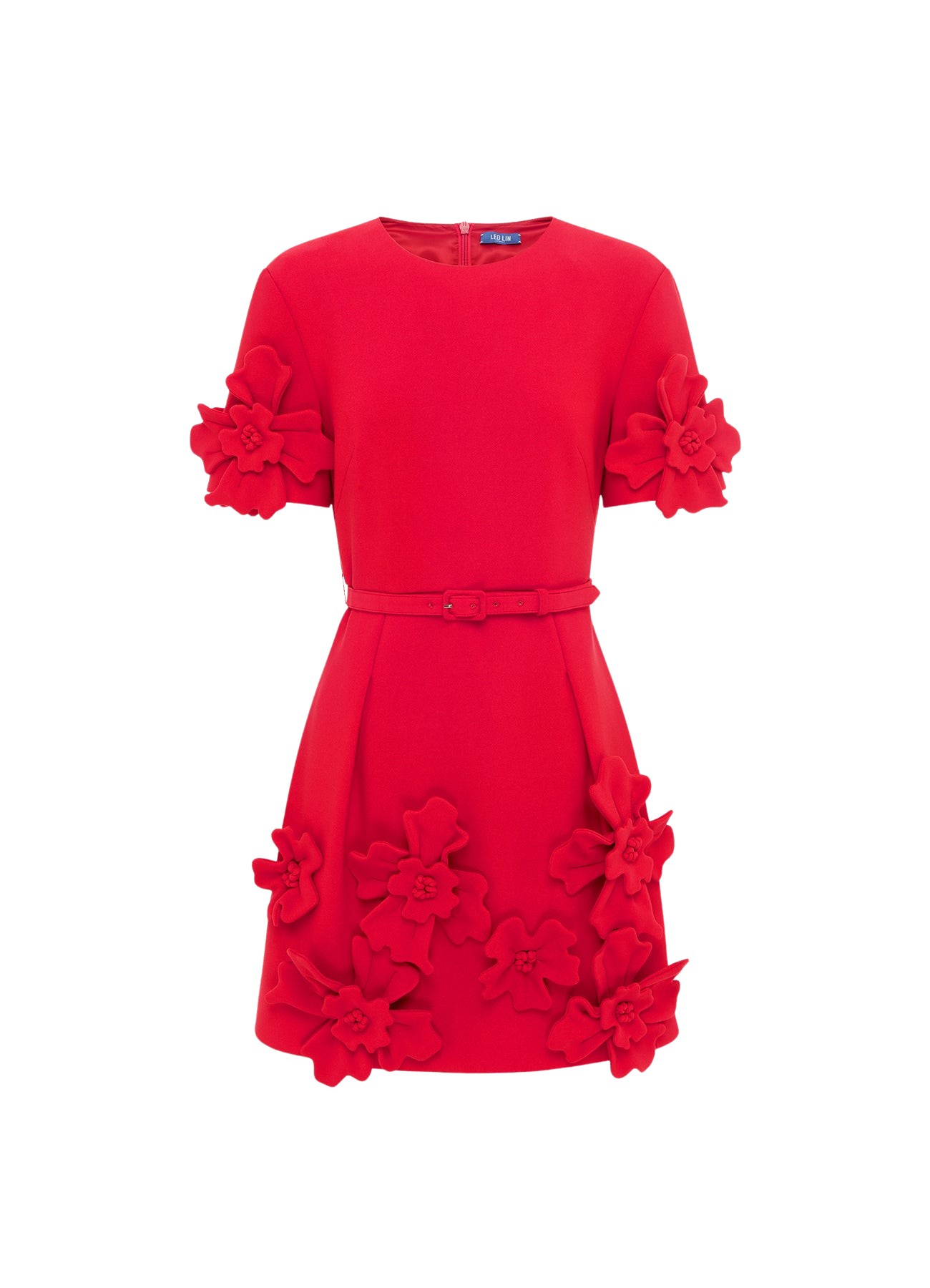 Leo Lin Aurélie Floral Appliqué Mini Dress – Rosa