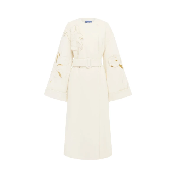 Leo Lin Celestine Appliqué Wool Blend Coat – Snow