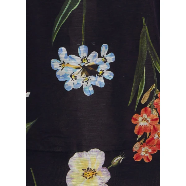 Leo Lin Suzanne Bell Sleeve Mini Dress – Botanical Print in Ebony, view 6