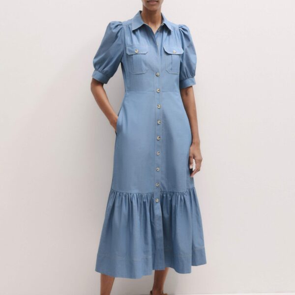 Chambray Midi Shirt Dress + Belt
Cotton Chambray - Image 5