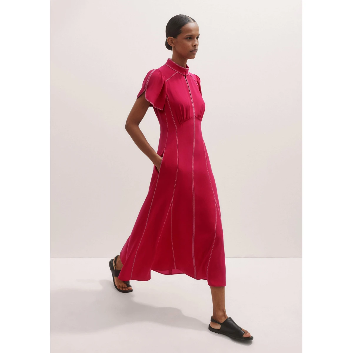Contrast Stitch Midi Dress
Crepe - Image 7